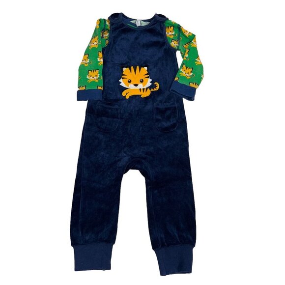 Maxomorra Velour Dungarees Tiger Blue Size 86 18 Months - Picture 2 of 4
